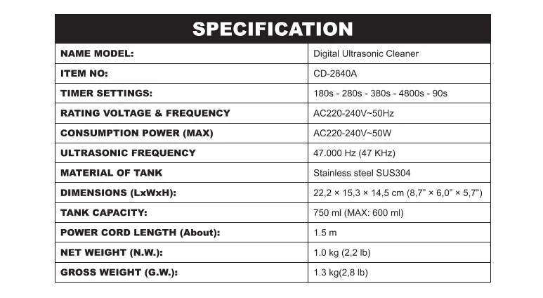 CD-2840 wholesale factory 750ml Ultrasonic Cleaner for Watch Beauty Equipment