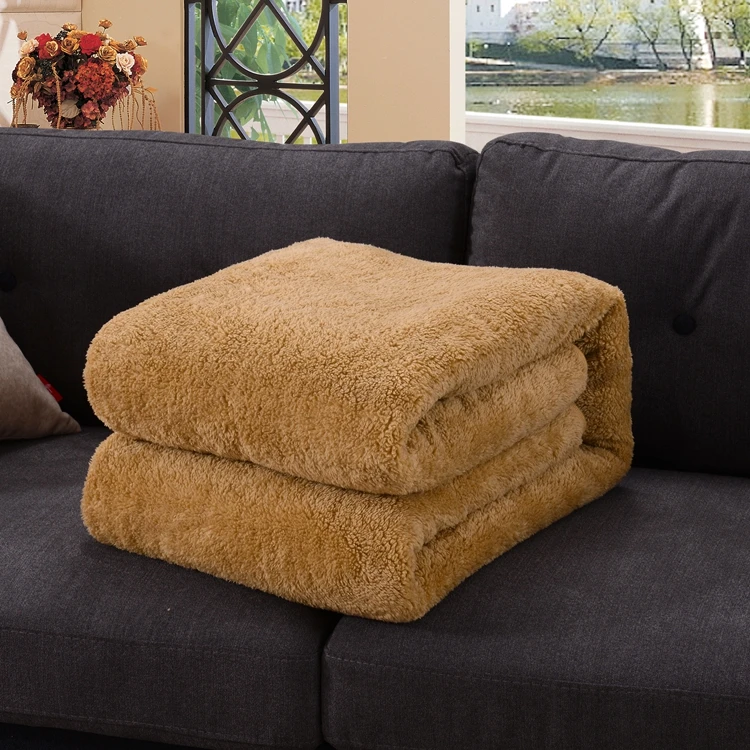Professional manufacturer promotion plain dyed soft sherpa fleece blanket wholesale