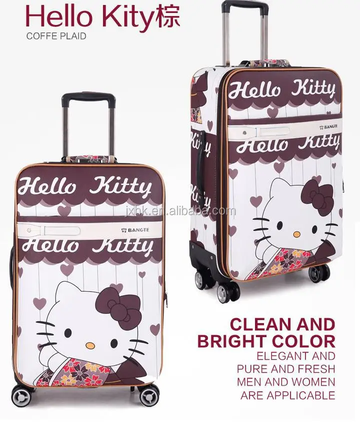 Korean Style Fashion Trolley Cabin Bags Pu Leather Printing Cartoon