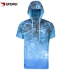 Wholesale custom dye sublimation printing mens polyester fabric anti uv fishing shirt with hood