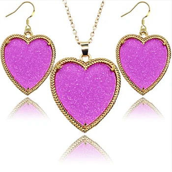 Whole Las Fashion Acrylic Heart Shaped Fluorescent Earrings Whole Las Fashion Acrylic Heart Shaped Fluorescent Earrings Necklace Set