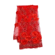 Water soluble net swiss voile high quality with crystal white heavy beaded pearl tulle lace fabric