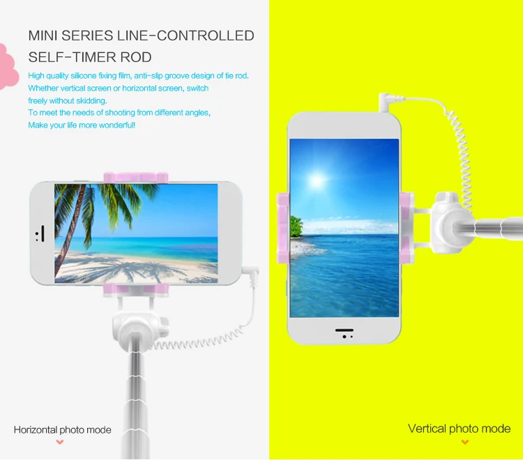The Cheapest Selfie Stick Monopod without Bluetooth for Apple Wired Control Cable Selfie Stick as promotion gift