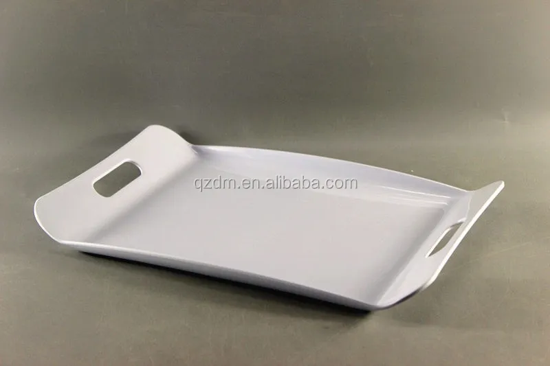 White Melamine Serving Tray With 2 Handle 2 Size