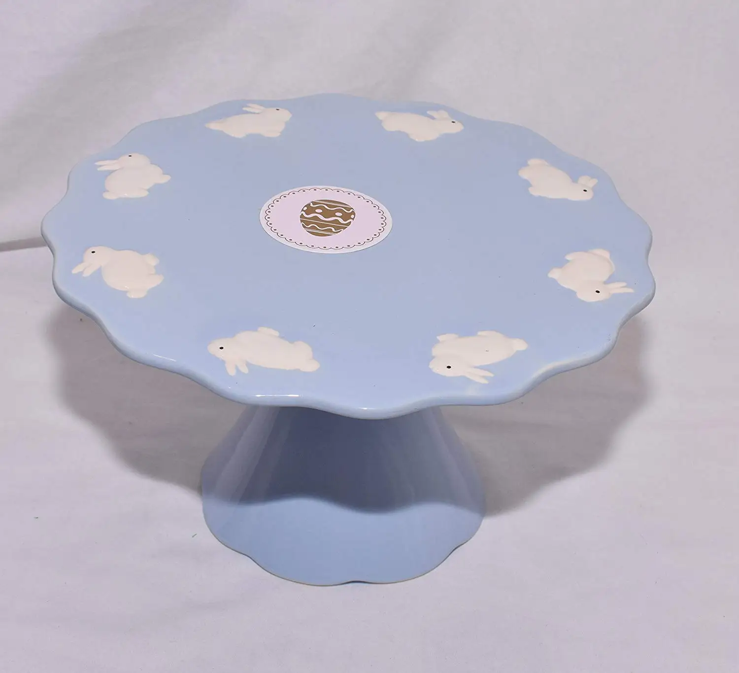 La Cote Blue Brulee Cake Stand in Losange Pattern Set of 2 Multicolor