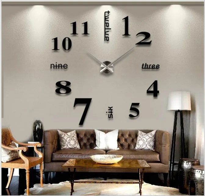 Digital Wall Clocks Sticker Birds Hanging Large Living Room Acrylic Decorative 