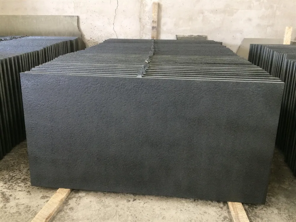 High Grade Natural Absolute Black Leather Finished Granite Stone Tile