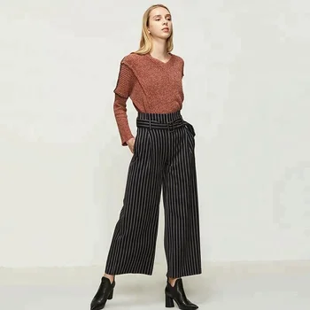 vertical striped wide leg pants