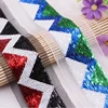 new style three tone colored triangle pattern sequin organza lace for decoration