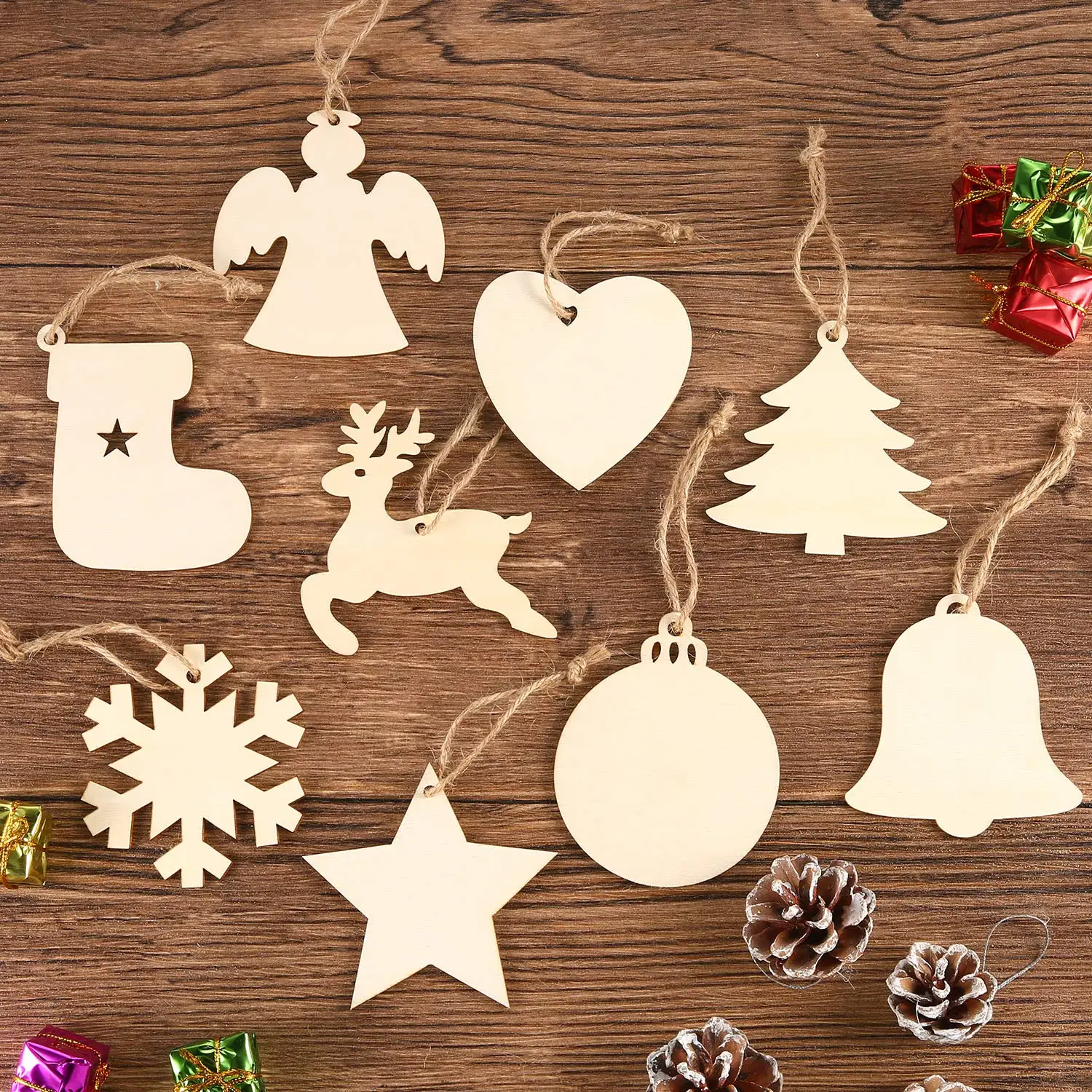 Unfinished Ornaments Christmas Wooden Ornaments Hanging Embellishments ...