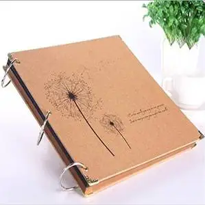 2015 New12 inch Dandelion Pattern Retro Kraft Paper Handmade DIY Photo Album Scrapbook Paper Craft DIY Adhesive Album DIY Gift