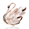Wholesale 2017 latest fashion elegant cheap bridal opal crystal rhinestone elegant double Swan brooch