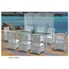 Yizhou outdoor garden furniture rattan wicker set lace effect white 8 seaters chairs and black marquina marble table cabinet set