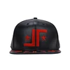 custom Embroidery logo Black 6 panel Faux Leather fitted Snapback Cap