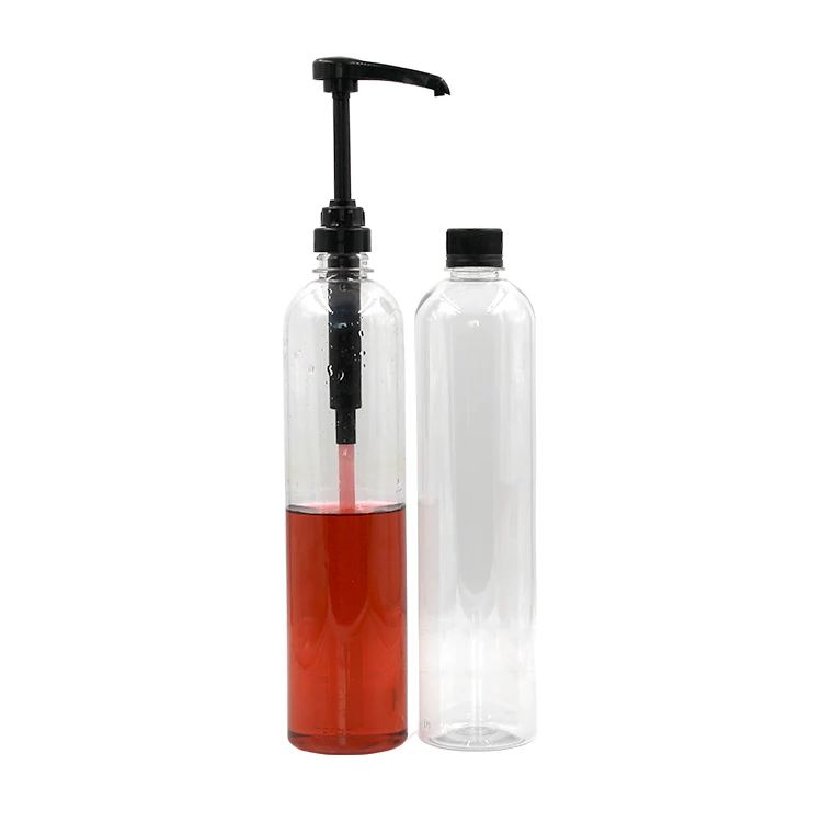 800ml Pet Boston Round Plastic Syrup Bottle With Dispenser Pump Buy
