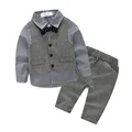 3piece Baby Boy Clothes Sets Vest Shirt Pants Gentleman Bow Tie Style Costume Boy Clothing Set