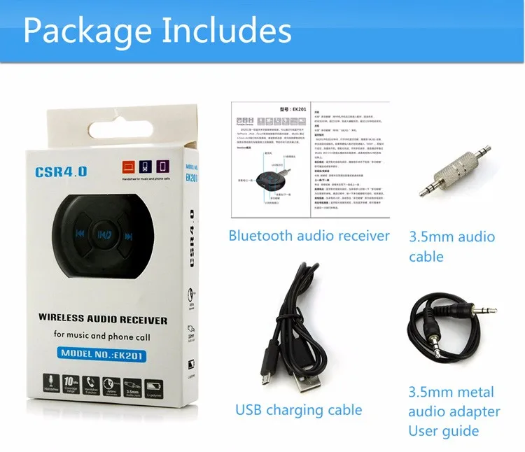 3.5mm Jack Car Wireless Bluetooth 4.1 Audio Music Receiver Adapter With