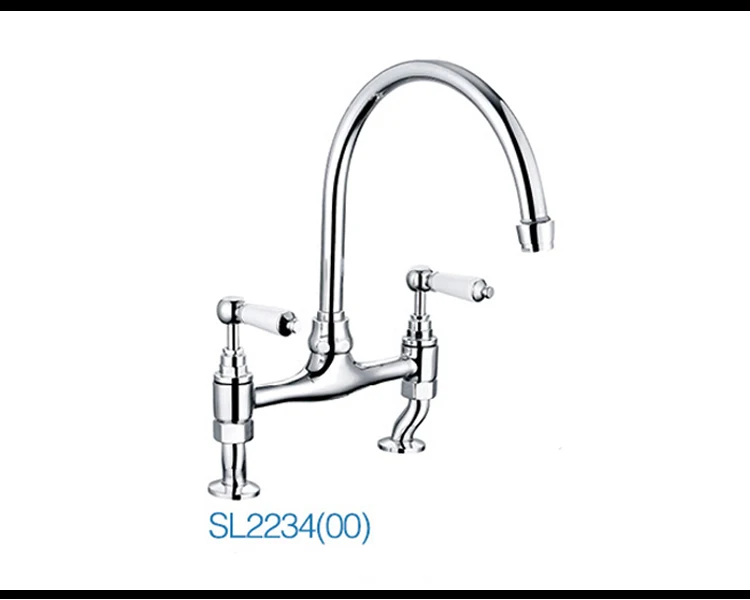 Brass chrome hot sale deck mounted prevent ironing with two handle monbloc sink taps