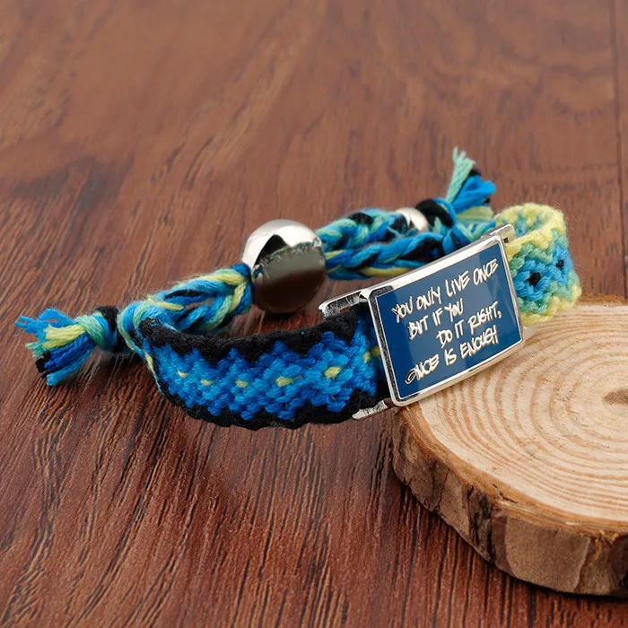 定制墨西哥刺绣棉友谊手镯编织 max rope 波西米亚嬉皮布手镯