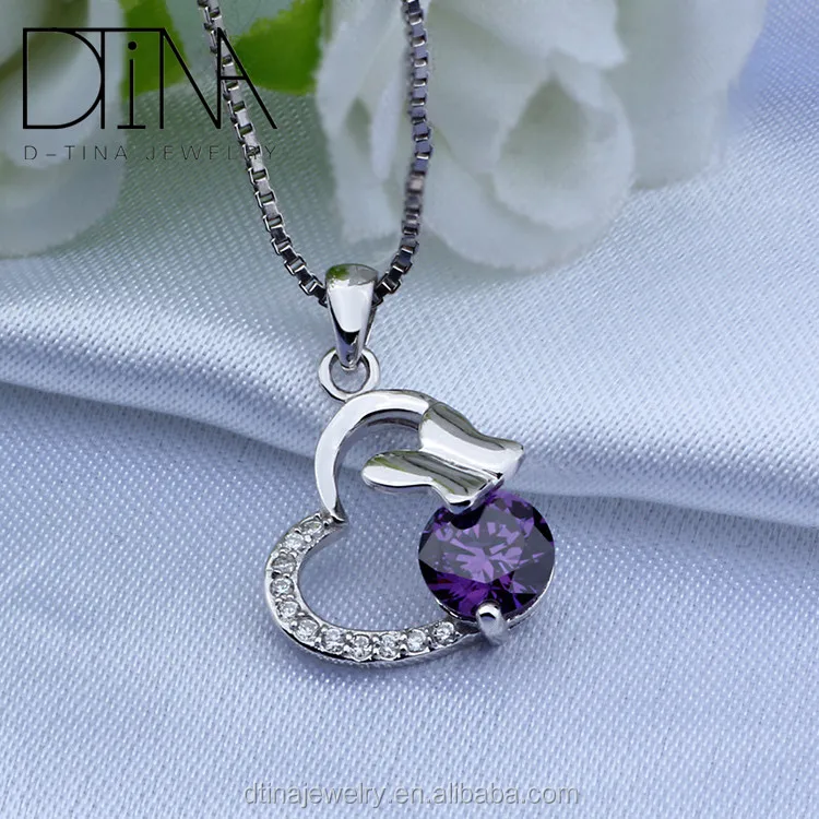 Dtina Heart Shaped 925 Sterling Silver Wedding Pendant Seoul Jewelry