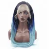 Synthetic Fiber Gradient 3 Strands Braid Lace Front Hair Wigs Long Curly Wave Wig Half Hand Tied for Women