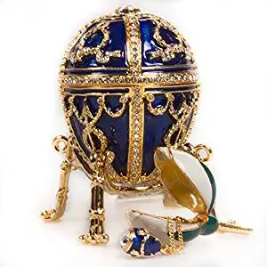 Flower With Pendant Faberge Style Easter Egg Jewelry Ring Holder Box