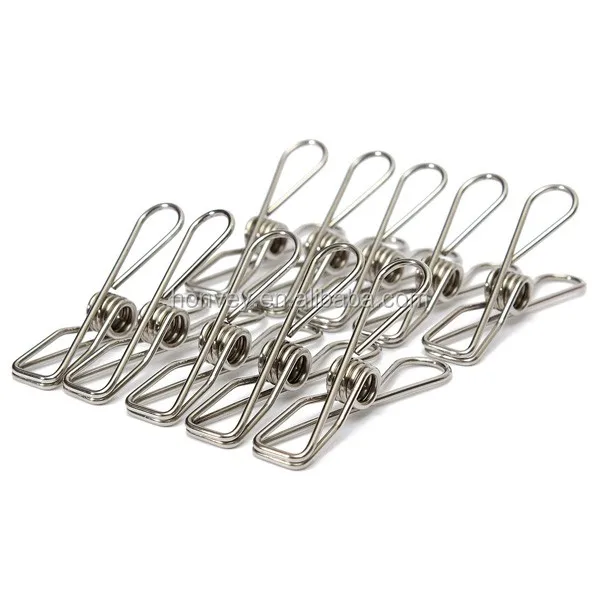 20xStainless Steel Washing Line Clothes Pegs Hang Pins Metal Clips Clamps Set US 
