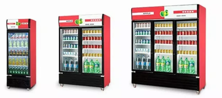 Upright ice cream display freezer with glass single door