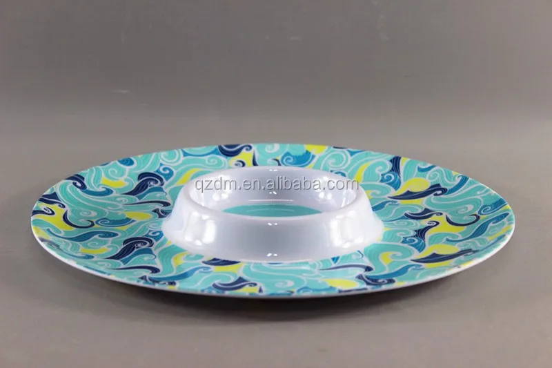12 Inch Melamine Chip And Dip Tray With Bowl