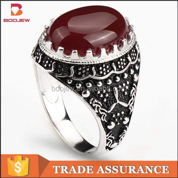 Saudi Arabia Design Mens Rings Wholesale White 18k Silver Ring From