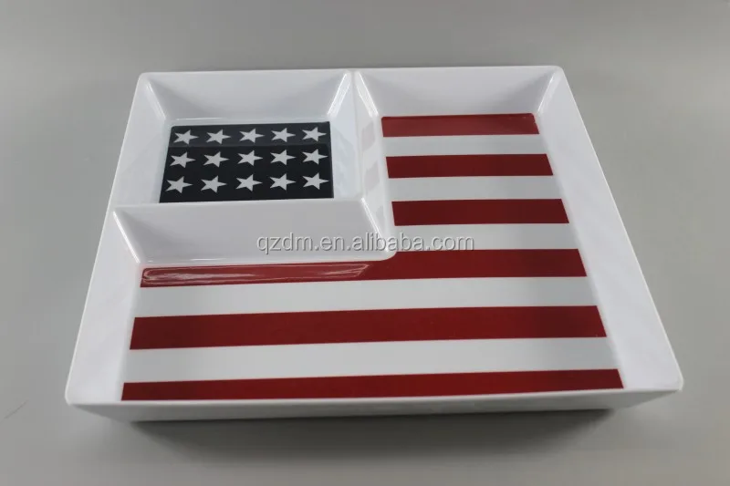 12" Melamine Chip dip plate,Double plate American market