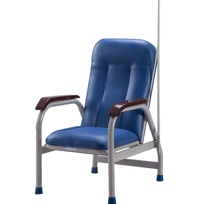 WCM-F-E010 Factory Price Infusion Chair Hospital Use Patient Transfusion Chair Iron Steel Pu Blood Donation Chair with IV Pole