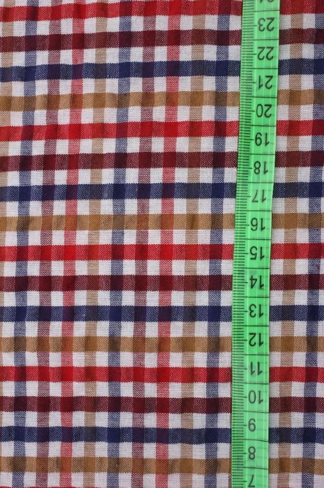 Cvc Seersucker Yarn Dyed Woven 45 Polyester 55 Cotton Check Fabric
