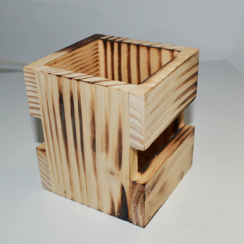 wooden pencil vase