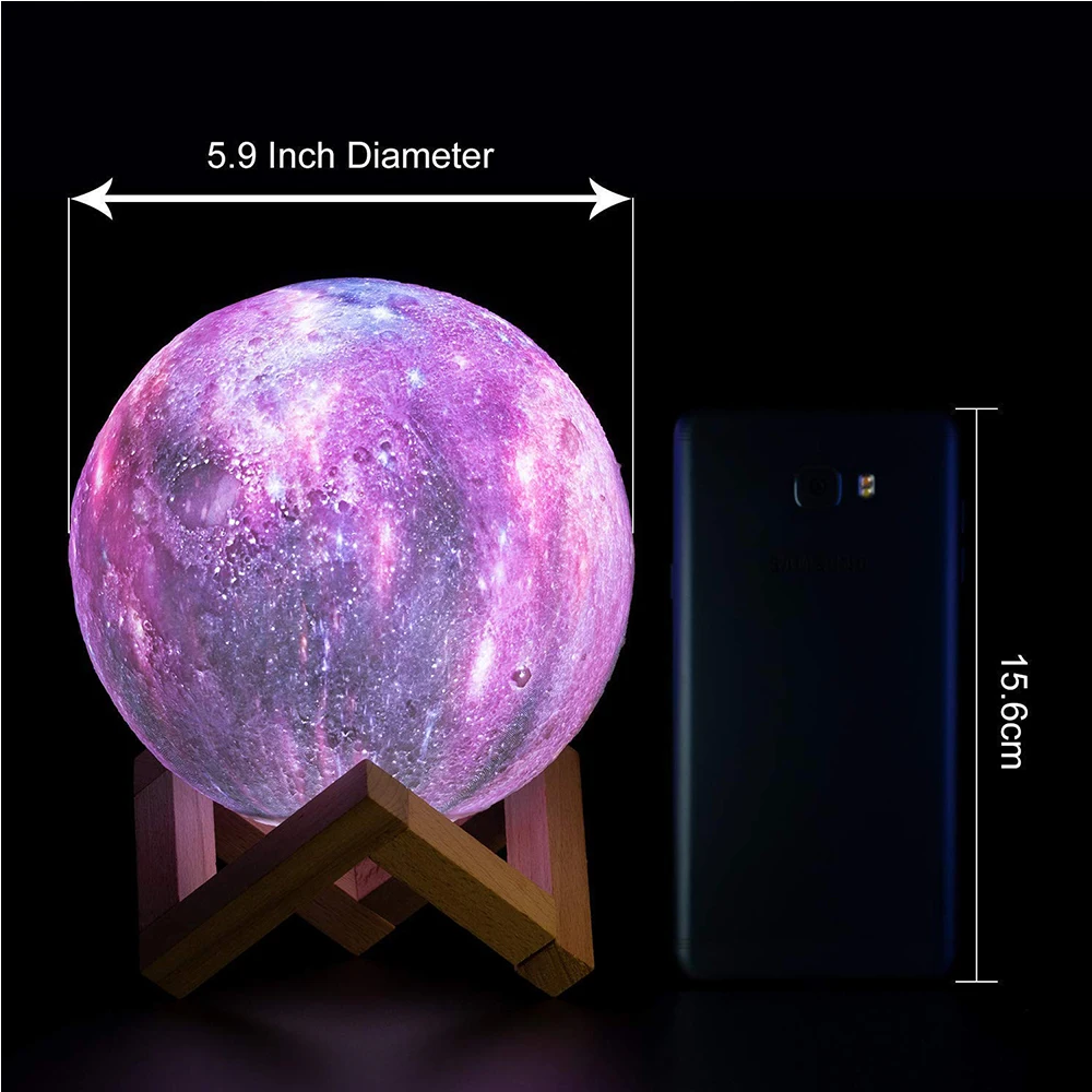 16 Colors 3D Moon Light Children's Night Light USB Rechargeable Touch Switch Christmas Decoration Bedside Lamp LED space Lamp