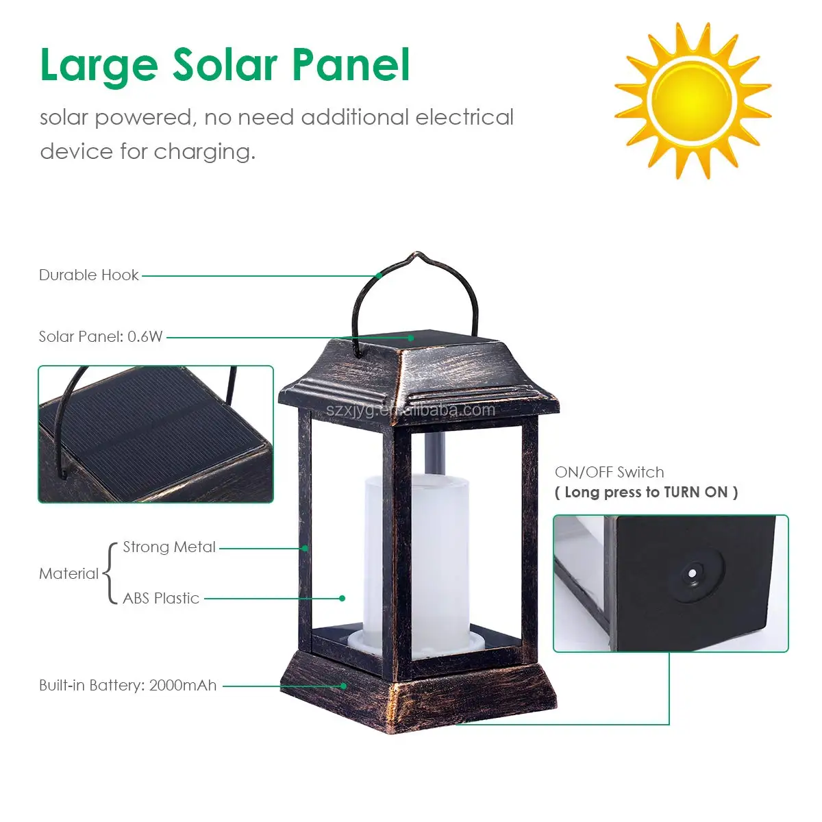 Metal Indoor Outdoor Solar Hanging Japanese Solar Garden Lantern Light