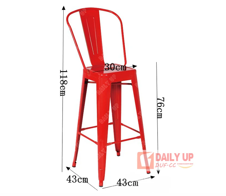 Iron Chair for Balcony Antique Metal Restaurant Chair Stackable Outdoor Steel Frame Chair Loft Furniture