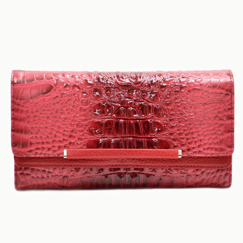 High Quality Handmade Long Crocodile Grain Lady Leather Wallets From ...