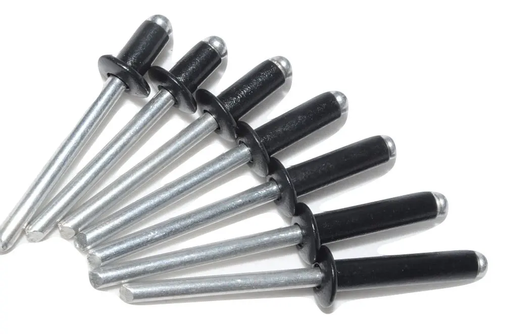 250 BLACK Aluminum POP Rivets 1/8" Dia x 3/8" Max Grip 4-6
