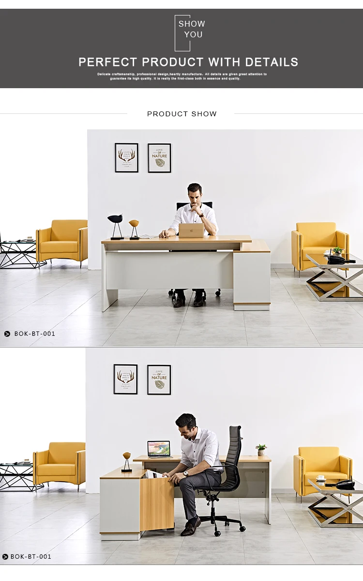 Luxury ceo wooden cover standard size modern executive desk office table design