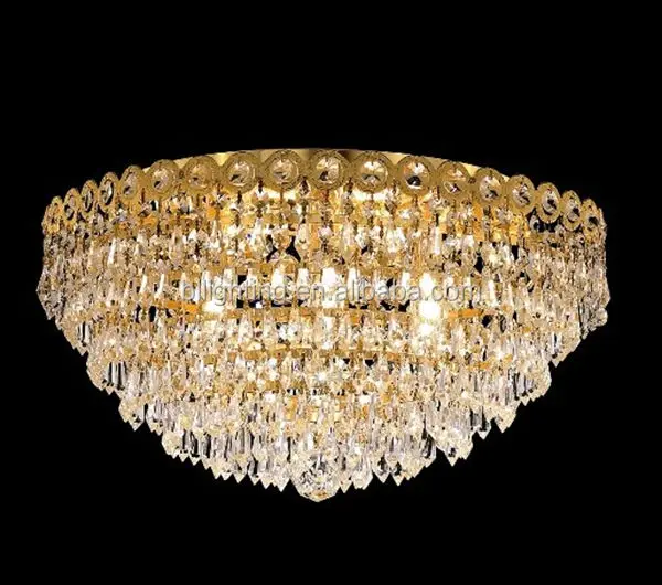 Modern crystal ceiling lighting celling lamp hot sale popular crystal flush mount golden finish