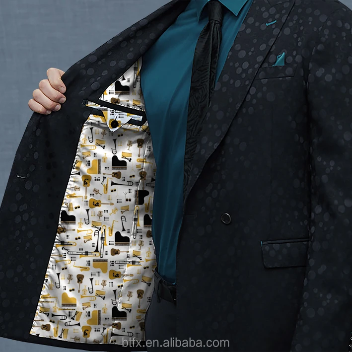 Lining Fabric For Bespoke Men Suit Digital Printing Fabric Polyester