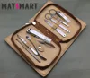 Dark Brown Bag Stainless Steelnail 8pcs Manicure Set,Nail Pedicure Tools