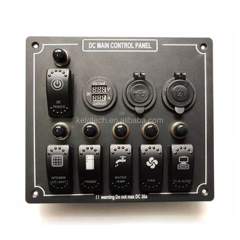 Metal Boat Ship Camping 12v 30a Dc 6 Way Marine Control Panel - Buy