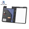 Fashion Multifunction Office Business Conference A4 Black PU Leather Manager Clip Folder