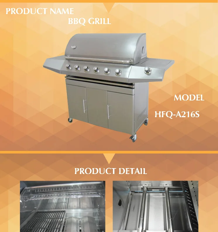 Good Reputation Quality Long Life Time CE Approved Stainless Steel Outdoor Gas BBQ Grill