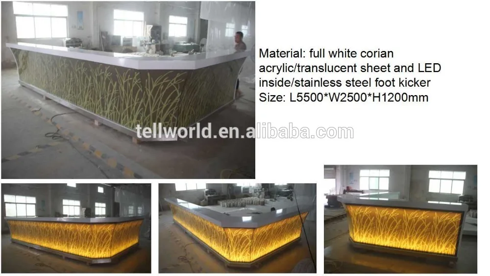 Customized solid surface illuminated led bar counter designs
