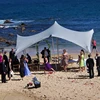 PU Coated anti pollution beach canopy stretch tent fabric material