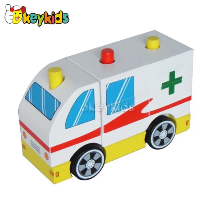 2016 Wholesale Kids Wooden Ambulance Toy Car,Top Fashion Children