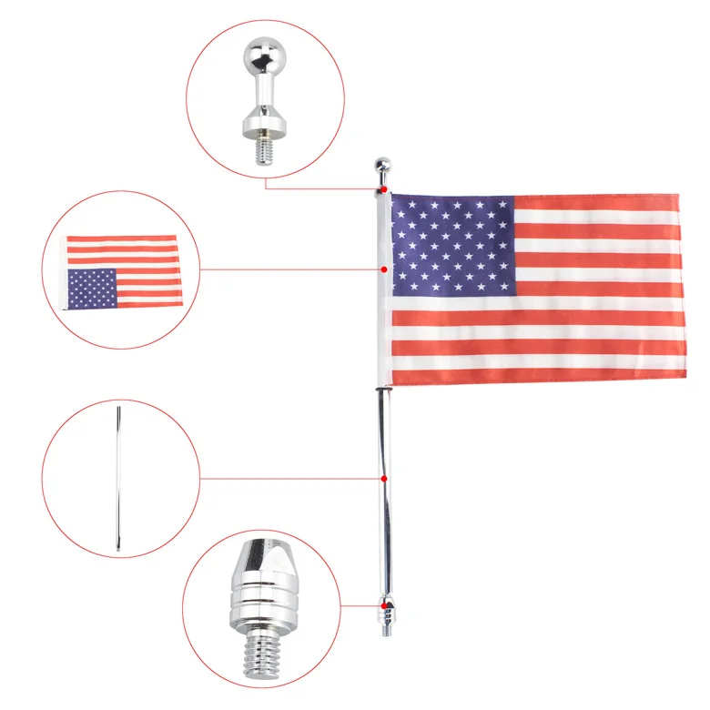Aluminium Car Multifunctional Antenna Flagpole With Usa American Flag